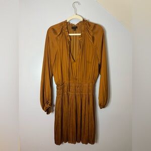 Anthropologie Current Air Los Angeles Gold Satin Smock Dress - Size Medium